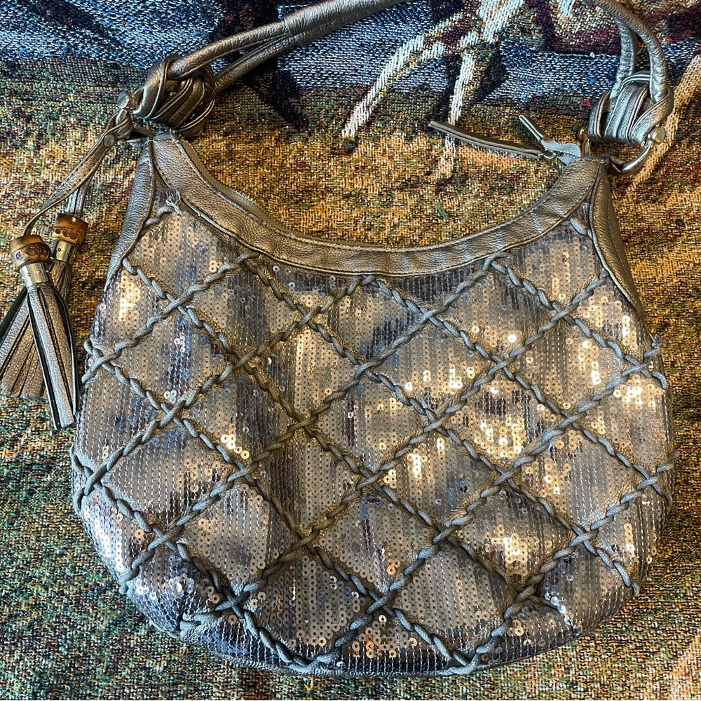 Big Buddha Silver Sequin Hobo Bag